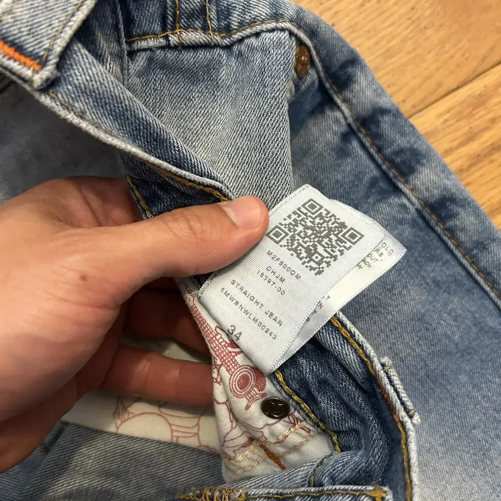 True Religion Straight Light Wash Faded Jeans Mens 34x31